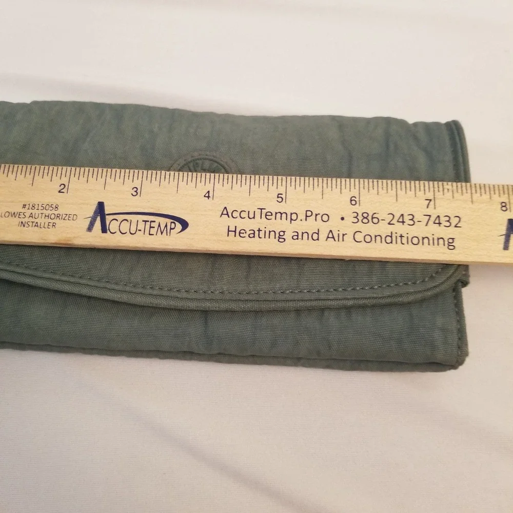 Kipling New Money Long Wallet Slate green Crinkle Nylon Trifold Organizer